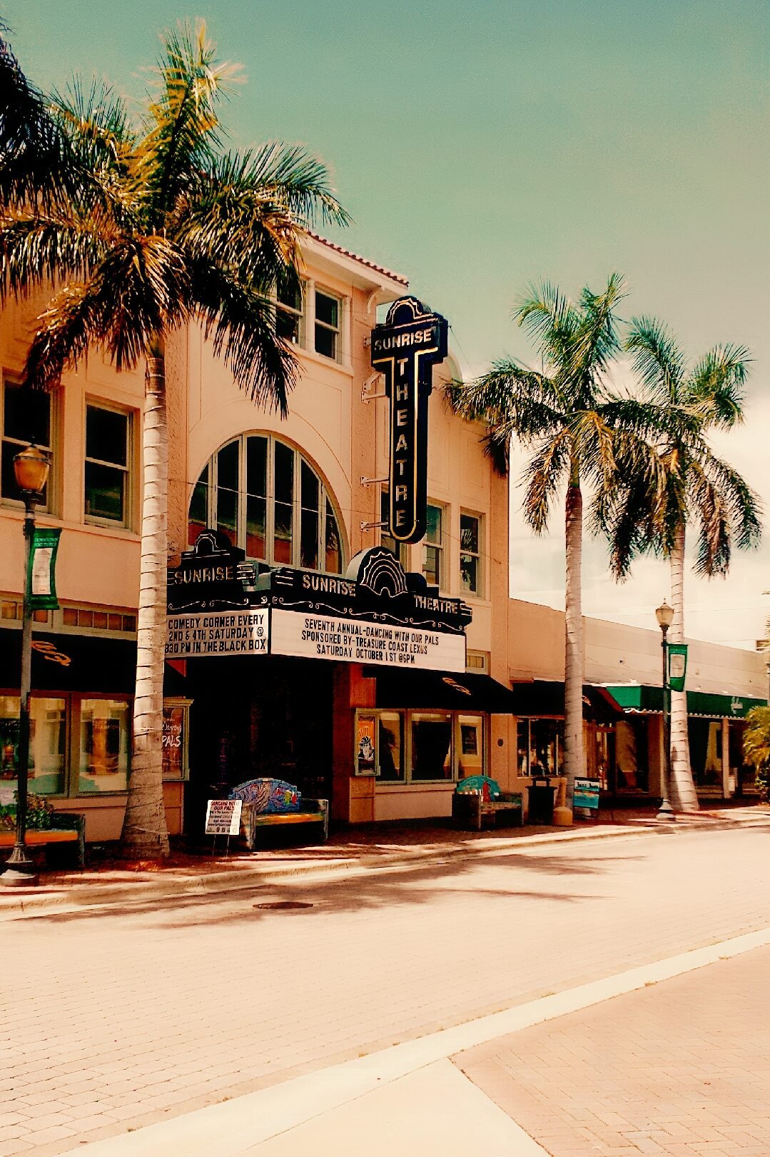 Historic downtown Fort Pierce storefronts and the Sunrise Theatre