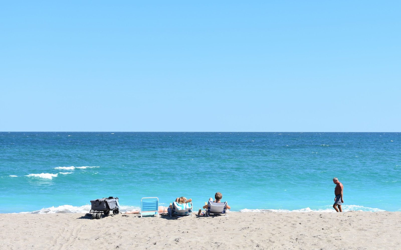Beachgoers on the Fort Pierce oceanfront at South Beach Park